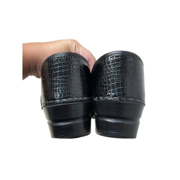 Sanita Danish Clogs Dark Green Snake Print Leather Shoes Size EU 40 US 9 /9.5 - Picture 6 of 8